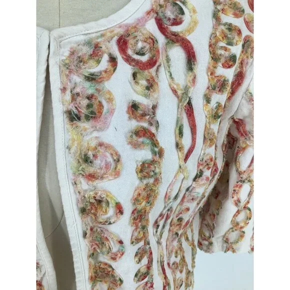 Life Style Petite Womens Embellished Cardigan Jacket Cotton Open Front Petite M - Picture 2 of 8